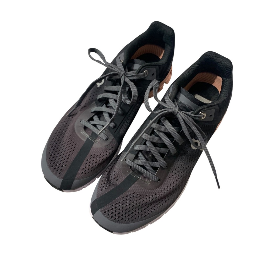On Cloudflow Womens 8.5 Running Shoes Black‎ Charcoal Peach 35.99234